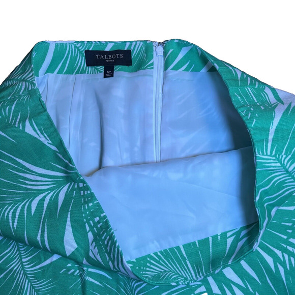 Talbots Cotton Stretch Skirt Above Knee Palm Green Tropical Vacation 12P Lined - Picture 8 of 12